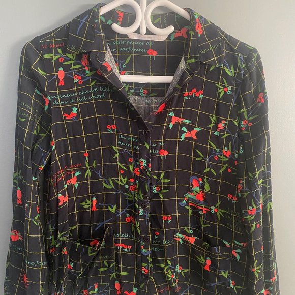 Zara Plaid Floral Button Shirt - Picture 3 of 3